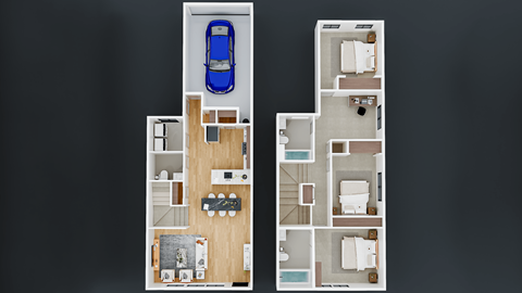 Floor plan for 3 beds, 2.5 baths, 1648 sqft